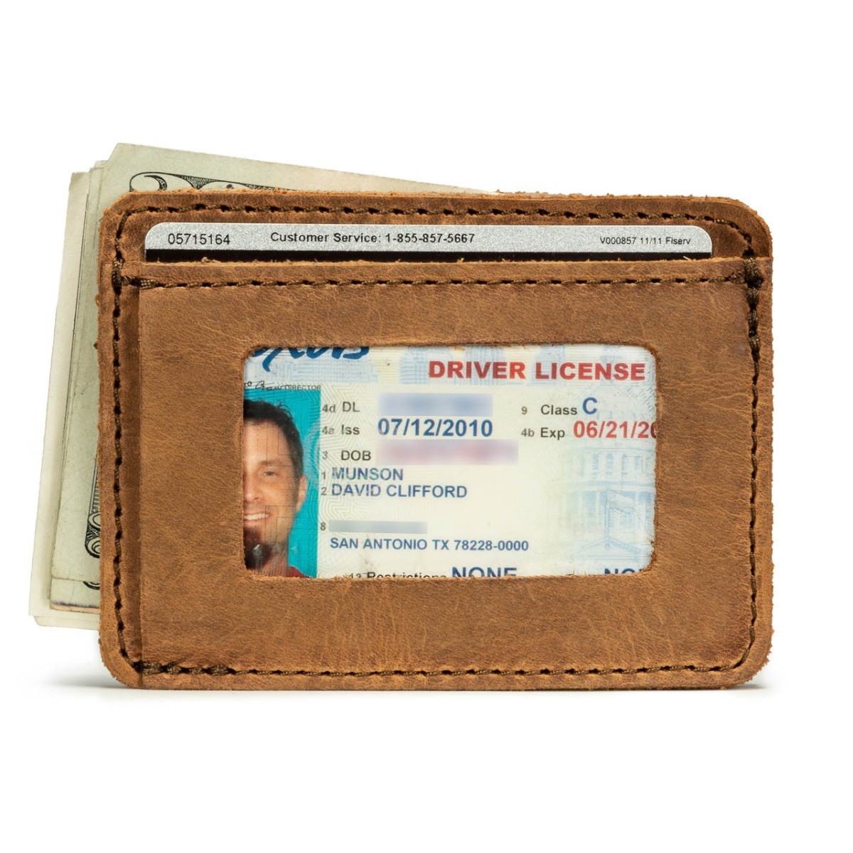 Dave's Deals Front Pocket Leather ID Wallet - Tobacco
