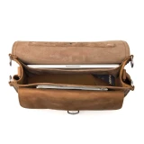 High quality tan full grain Dave's Deals Slim Leather Briefcase - Tobacco interior view - Saddleback Leather