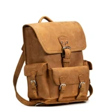 Dave's Deals Thin Front Pocket Leather Backpack - Tobacco