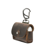 High quality side angle image of the dark brown Leather AirPod Pro Case.