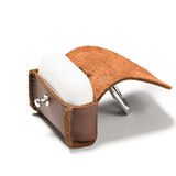 High quality top image of the reddish brown Leather AirPod Pro Case.