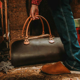 Leather Log Carrier in dark brown by Saddleback