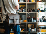 High quality lifestyle image of the photographer's leather satchel