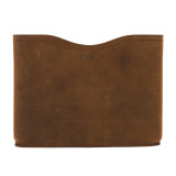 High quality tan full grain Dave's Deals 14" Leather Horizontal Laptop Sleeve - Tobacco front view - Saddleback Leather