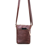 High quality back view of the Crossbody Leather Zipper Pouch in red brown