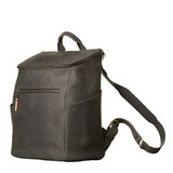 High quality side view of the leather all in one backpack in black
