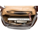 High quality inside view of the leather all in one backpack in red brown