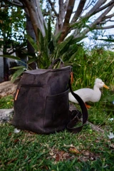 High quality red brown full grain All in One Leather Backpack-Now with Detachable Straps alternate angle - Saddleback Leather