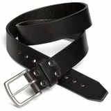 High quality dark brown full grain Dave's Deals Old Bull Leather Belt - Dark Coffee Brown - 38 front view - Saddleback Leather