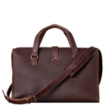 High quality red brown full grain Dave's Deals Deep Pocket Leather Duffle Bag - Chestnut back view - Saddleback Leather
