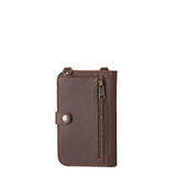 This is the back of the Crossbody iPhone Leather Wallet in reddish brown