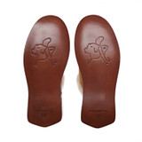 High quality dark brown full grain leather Dave's Deals Women's Sheepskin Slippers - Old Design - Size 9 - Dark Coffee Brown alternate angle - Saddleback Leather