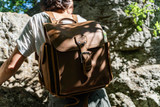 The Hiker's Backpack by Saddleback Leather worn by a woman.