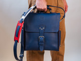 High quality leather messenger backpack lifestyle image