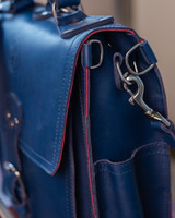 High quality leather messenger backpack in lifestyle image