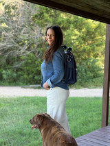 High quality leather messenger backpack lifestyle image