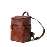 High quality our Medium All In One leather Backpack in reddish brown-side