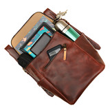 High quality our Medium All In One leather Backpack in reddish brown-with device