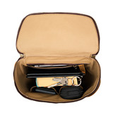 High quality our Medium All In One leather Backpack in light tan-top view