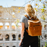 High quality carbon black full grain leather All in One Backpack Medium detail view - Saddleback Leather