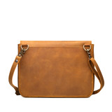 High quality large tan magnetic fold over leather purse back
