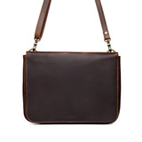 High quality large dark coffee magnetic fold over leather purse front