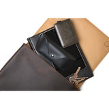 High quality large dark coffee magnetic fold over leather purse inside