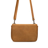 High quality medium tan magnetic fold over leather purse front