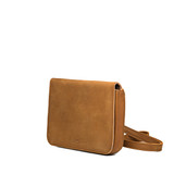 High quality medium tan magnetic fold over leather purse side