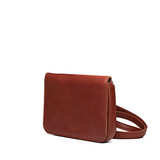 High quality medium red brown magnetic fold over leather purse side