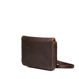 High quality medium dark coffee magnetic fold over leather purse side