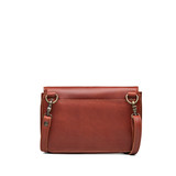 High quality medium red brown magnetic fold over leather purse back