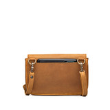High quality medium tan magnetic fold over leather purse back
