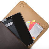 High quality medium dark coffee magnetic fold over leather purse inside