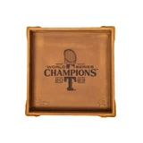 High quality dark brown valet tray featuring the Texas Rangers World Series Champions logo, combining function with passion for the game, by Saddleback Leather Co.