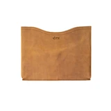 High quality 14 inch horizontal laptop leather sleeve in the color tan. Made by Saddleback