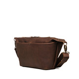 High quality the side view of the London Leather Sling in dark brown