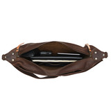 High quality the inside view with contents of the London Leather Sling in dark brown