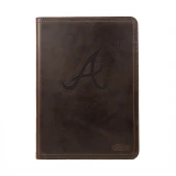 High quality dark brown leather portfolio for the Atlanta Braves, made by Saddleback