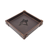 High quality dark brown colored leather valet tray with the Toronto Blue Jays logo in the center. Made by Saddleback