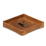 High quality tan colored leather valet tray with the Baltimore Orioles logo, made by Saddleback