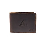 High quality leather bifold wallet in the color dark brown for the Arizona Diamondbacks, by Saddleback