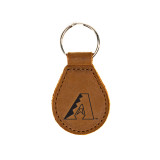 High quality tan colored keychain with the Arizona Diamondbacks logo on the front, by Saddleback