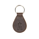 High quality dark brown colored leather keychain with the Los Angeles Angels logo on the front. Made by Saddleback