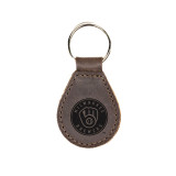 High quality dark brown colored leather keychain with the Milwaukee Brewers logo on the front. Made by Saddleback