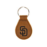High quality tan colored leather keychain with the San Diego Padres logo on the front. Made by Saddleback