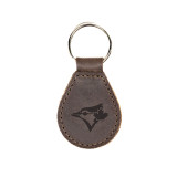 High quality dark brown colored leather keychain with the Toronto Blue Jays logo on the front. Made by Saddleback