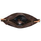 High quality london sling in open view with contents in dark coffee