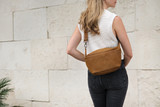 High quality london sling across back of body in tumbled tan