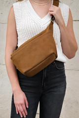 High quality london sling across body in tumbled tan